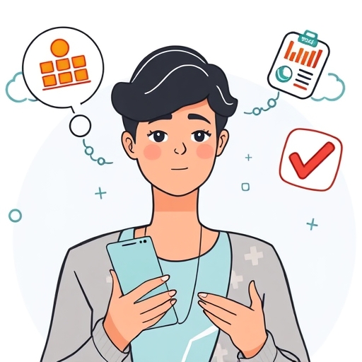 A thoughtful person holding a smartphone reviewing loan terms and conditions with illustrative icons representing interest rates, payment schedules, and approval checks in a clean, approachable art style