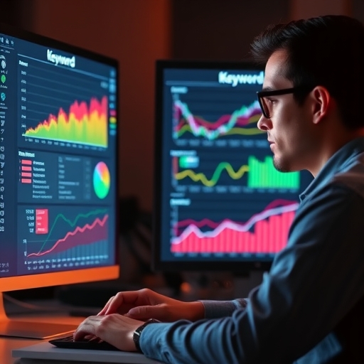數位行銷專家分析關鍵字研究工具數據，顯示搜尋量與趨勢圖表