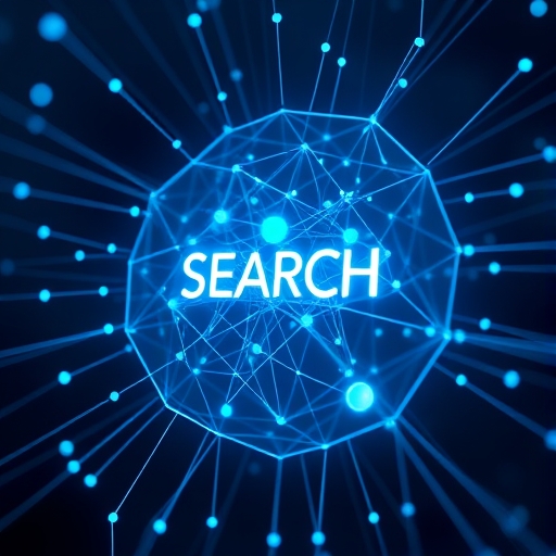 未來 AI 介面視覺化關鍵字關係，預測搜尋趨勢與幾何圖案