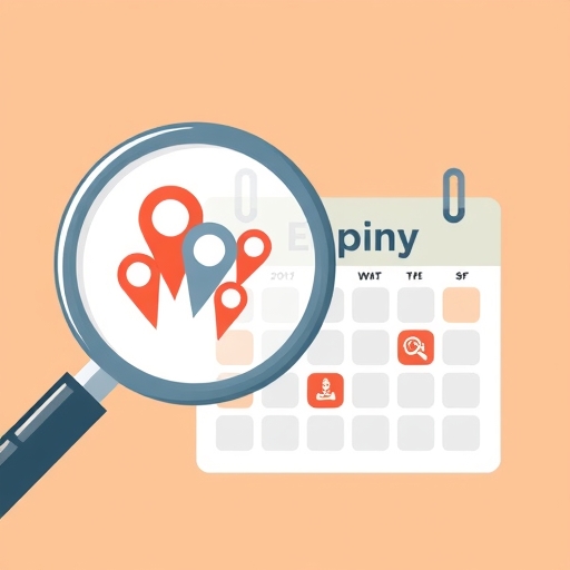 graphic art of a stylized magnifying glass highlighting and analyzing points and a calendar with emphasis on expiry dates and special promotions