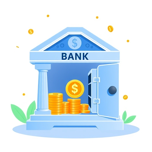 charming illustration of a digital bank interface displaying growing coins and a secure vault symbolizing high-yield savings with a clean modern aesthetic