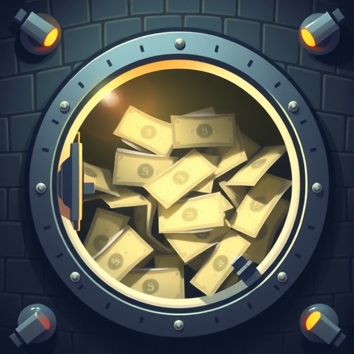 illustration of a stylized vault filled with short term debt instruments like treasury bills and commercial papers shimmering with a low risk aura under soft ambient light