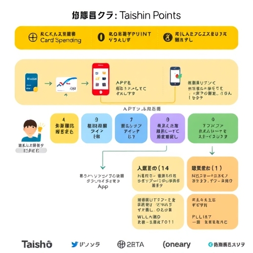彩色流程圖示意圖，展示台新Point 從信用卡消費與 App 活動累積，到帳單折抵與禮券兌換的歷程，現代視覺風格與清晰提示