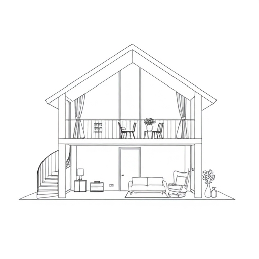 drawing of a house key subtly integrated with architectural elements depicting the concept of gaining more usable interior space from the total registered area with a bright and airy aesthetic clear linework