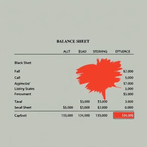 財務資產負債表中赤字被抹除的圖解，以粗擦動作呈現