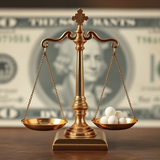 A symbolic image of scales balancing economic prosperity and inflationary pressures with a backdrop of a stylized US treasury bond