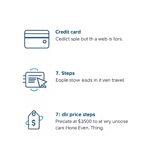 三步驟插圖顯示信用卡切換旅遊圖示、滑鼠點擊網頁連結及價格標籤確認，象徵國泰 CUBE 卡 Agoda 訂房流程